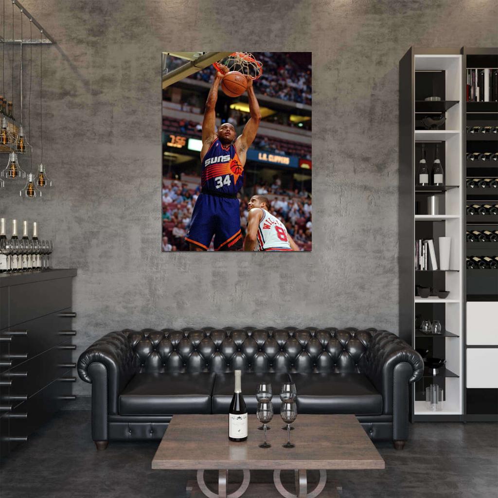 Charles Barkley Dunk Retro Vintage Basketball Sport Wall Art Print Poster