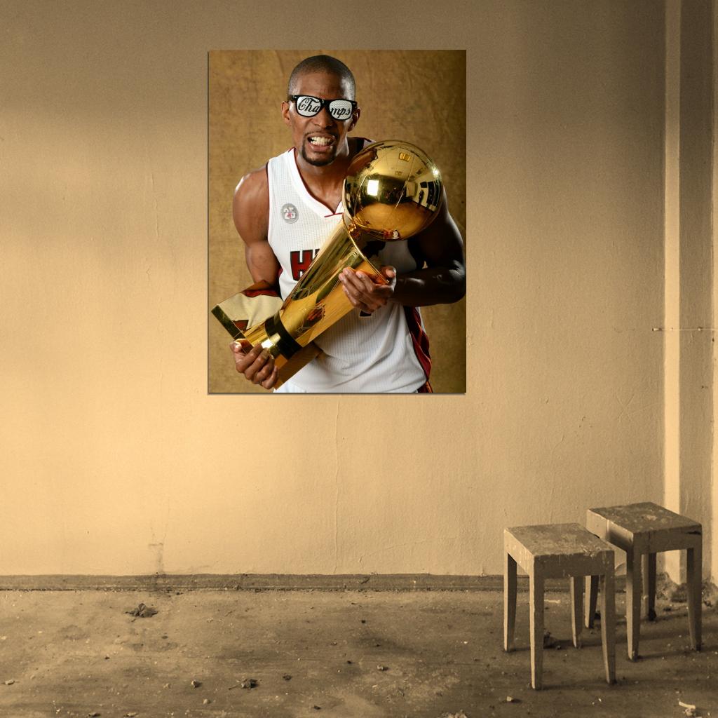 Chris Bosh Championship Trophy Basketball Sport Wall Art Print Poster