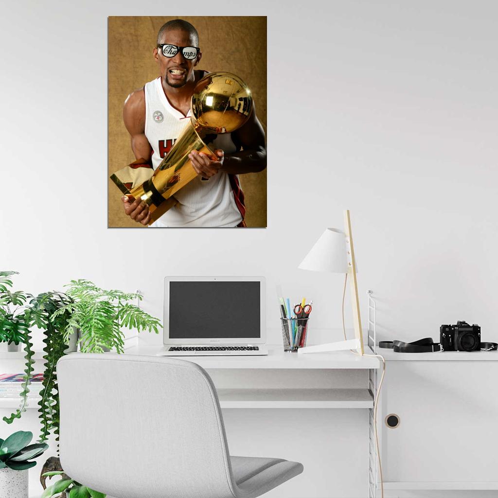 Chris Bosh Championship Trophy Basketball Sport Wall Art Print Poster