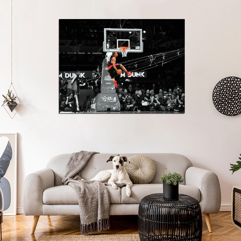 DeMar DeRozan Slam Dunk Contest BW Basketball Sport Wall Art Print Poster