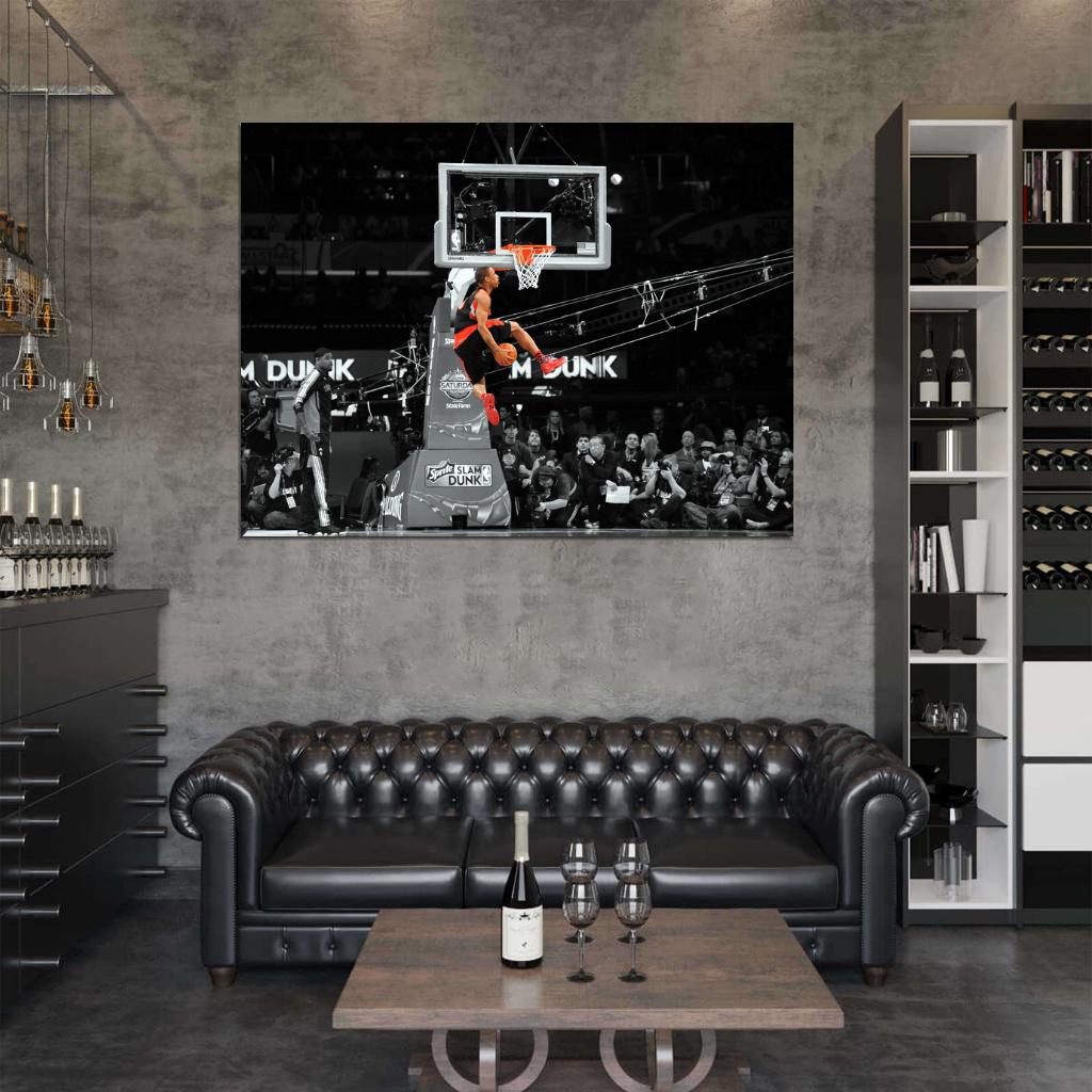 DeMar DeRozan Slam Dunk Contest BW Basketball Sport Wall Art Print Poster