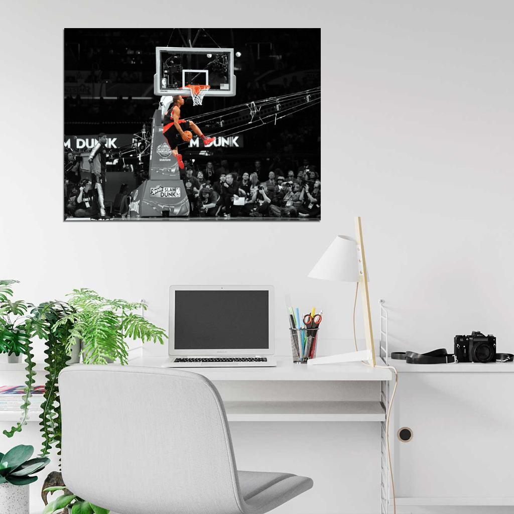 DeMar DeRozan Slam Dunk Contest BW Basketball Sport Wall Art Print Poster