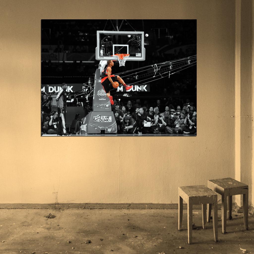 DeMar DeRozan Slam Dunk Contest BW Basketball Sport Wall Art Print Poster