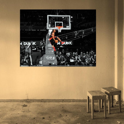 DeMar DeRozan Slam Dunk Contest BW Basketball Sport Wall Art Print Poster