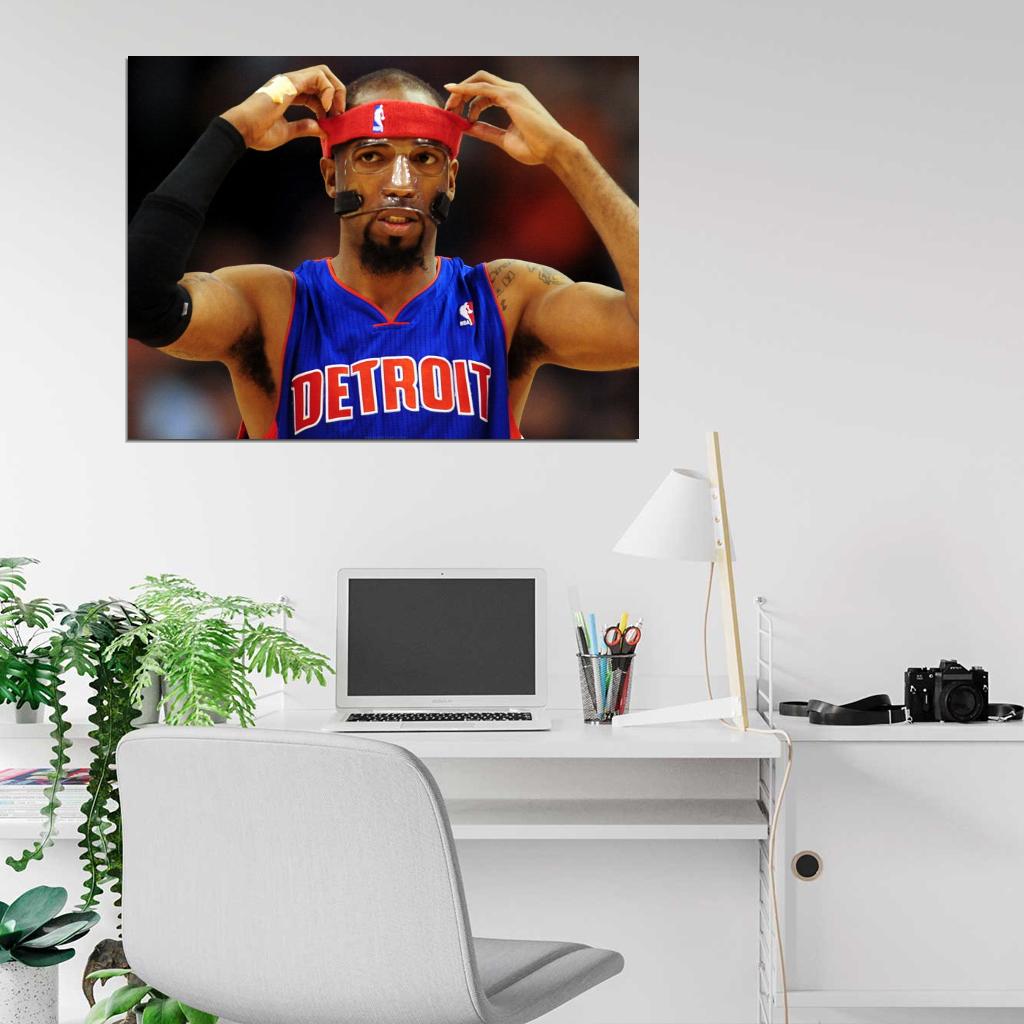 Richard Hamilton Rip Mask Basketball Sport Wall Art Print Poster