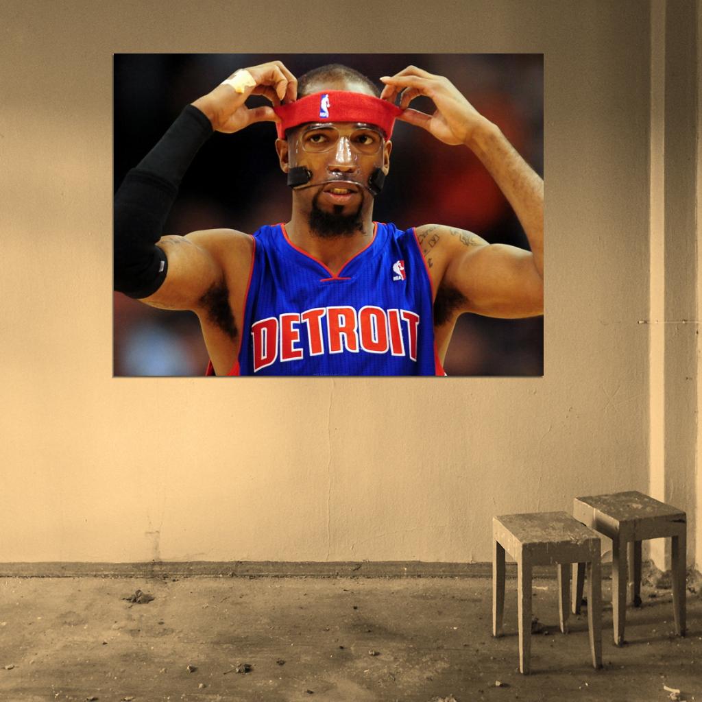 Richard Hamilton Rip Mask Basketball Sport Wall Art Print Poster