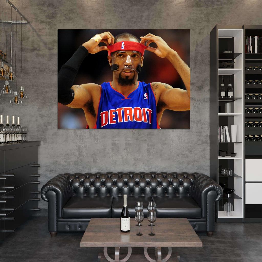 Richard Hamilton Rip Mask Basketball Sport Wall Art Print Poster