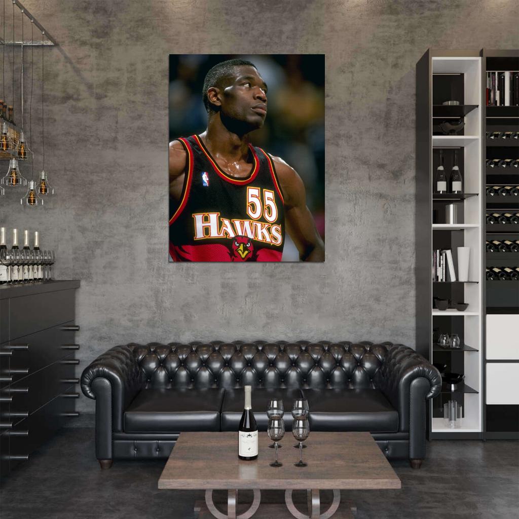 Dikembe Mutombo Retro Basketball Sport Wall Art Print Poster