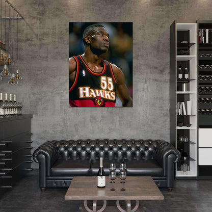 Dikembe Mutombo Retro Basketball Sport Wall Art Print Poster