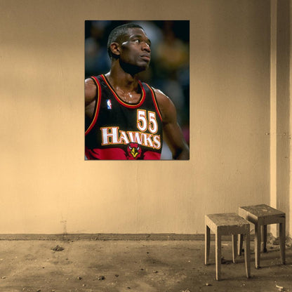 Dikembe Mutombo Retro Basketball Sport Wall Art Print Poster