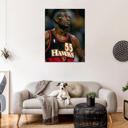 Dikembe Mutombo Retro Basketball Sport Wall Art Print Poster