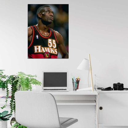 Dikembe Mutombo Retro Basketball Sport Wall Art Print Poster