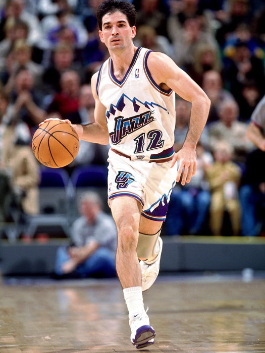 John Stockton Retro Basketball Sport Dribbling Wall Art Print Poster