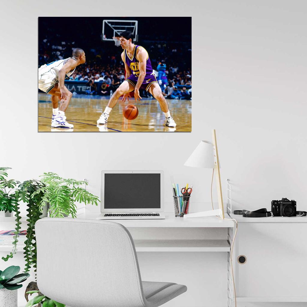 John Stockton Retro Basketball Sport Wall Art Print Poster