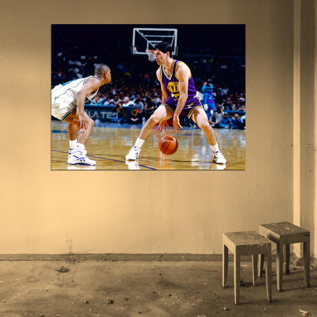 John Stockton Retro Basketball Sport Wall Art Print Poster