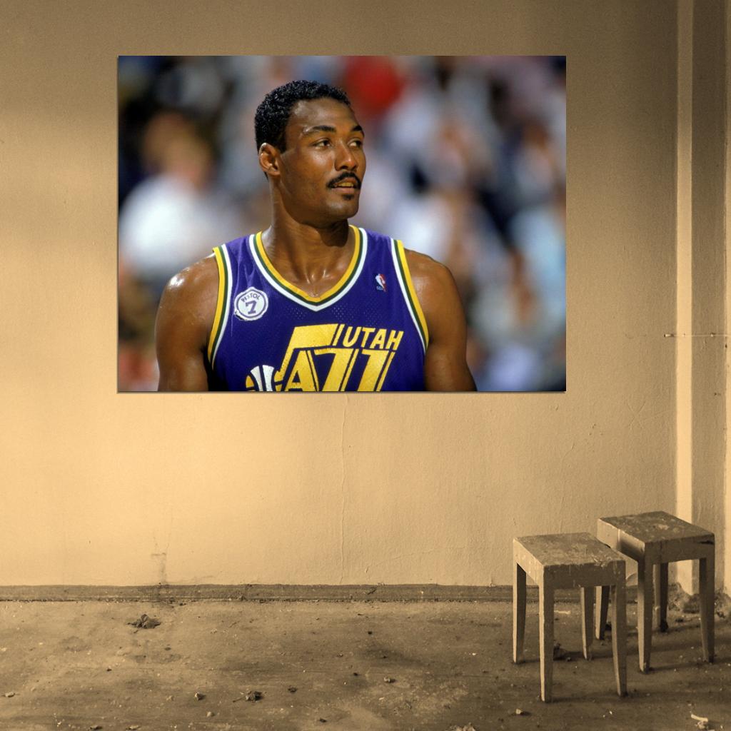 Karl Malone Young Retro Sport Wall Art Print Poster