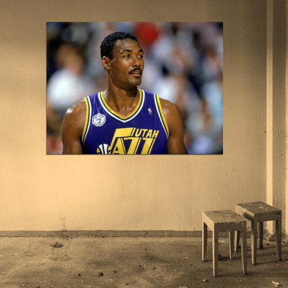 Karl Malone Young Retro Sport Wall Art Print Poster