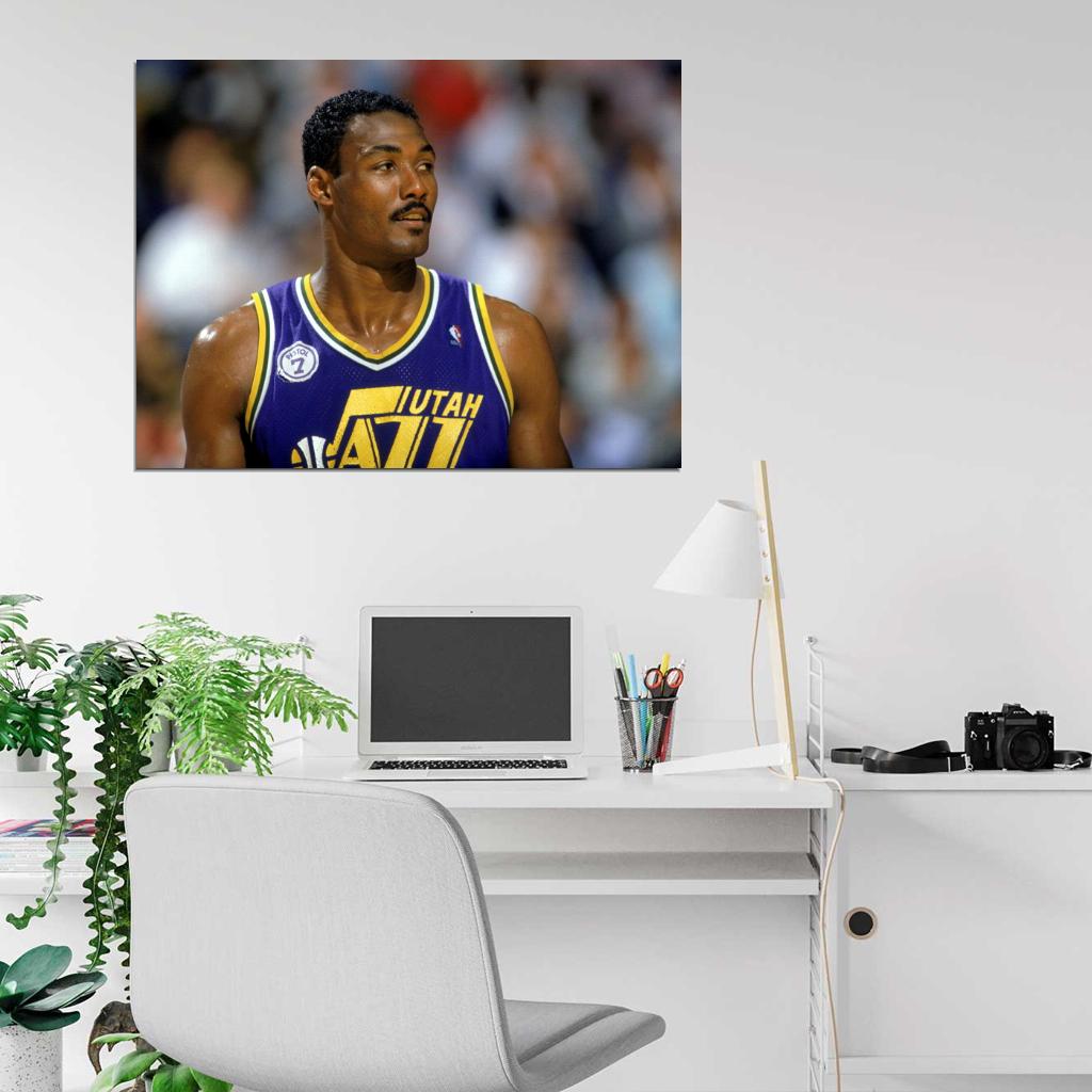 Karl Malone Young Retro Sport Wall Art Print Poster