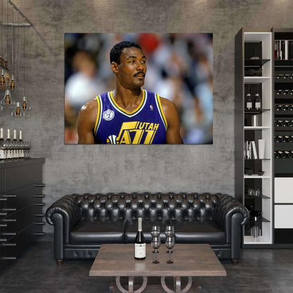 Karl Malone Young Retro Sport Wall Art Print Poster