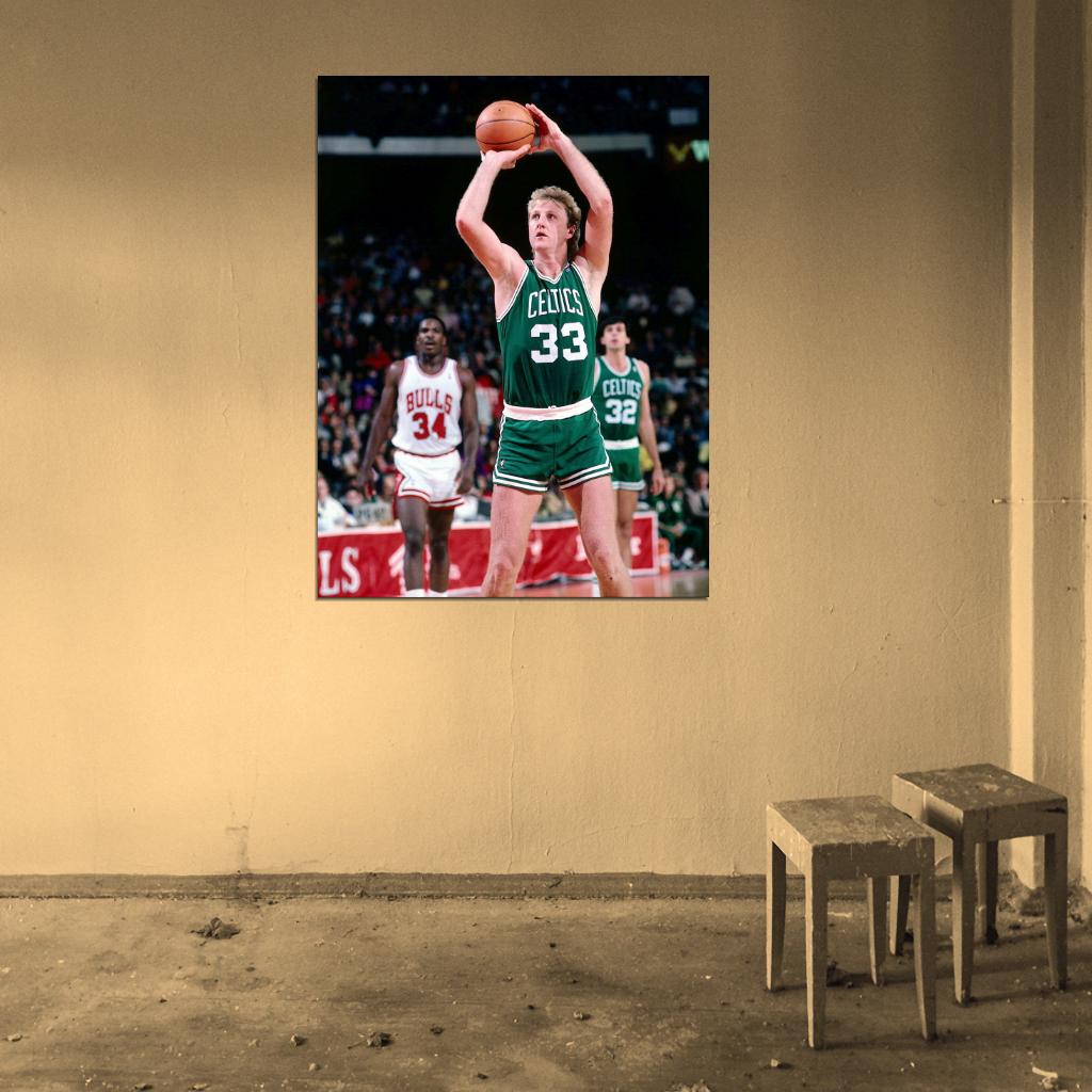 Larry Bird Boston Free Throw Retro Vintage Basketball Sport Wall Art Print Poster