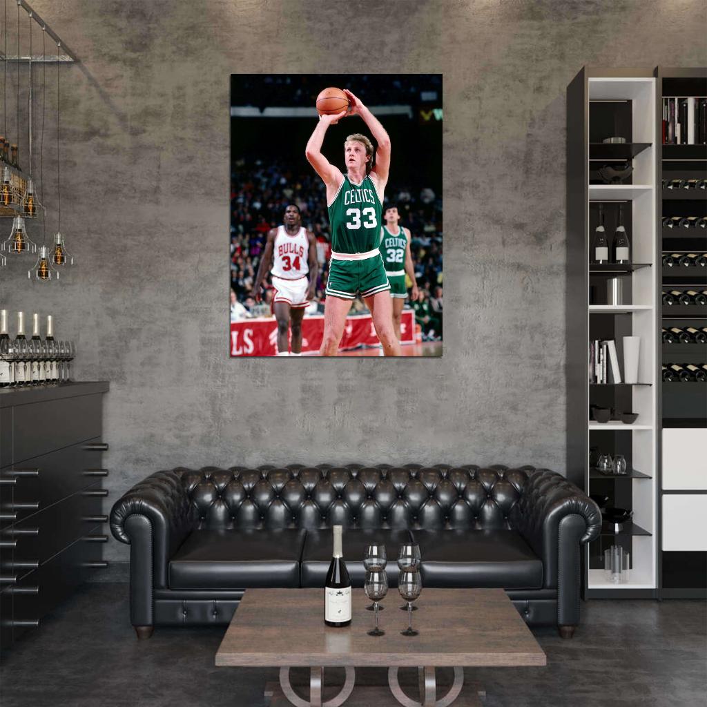 Larry Bird Boston Free Throw Retro Vintage Basketball Sport Wall Art Print Poster
