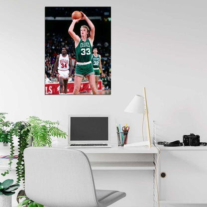 Larry Bird Boston Free Throw Retro Vintage Basketball Sport Wall Art Print Poster