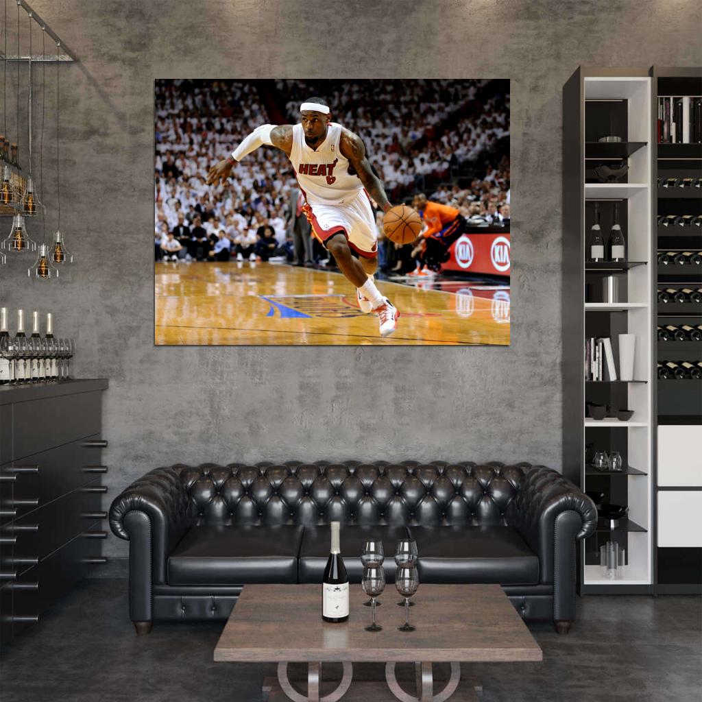 LeBron James Dribbling Basketball Sport Wall Art Print Poster