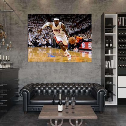 LeBron James Dribbling Basketball Sport Wall Art Print Poster