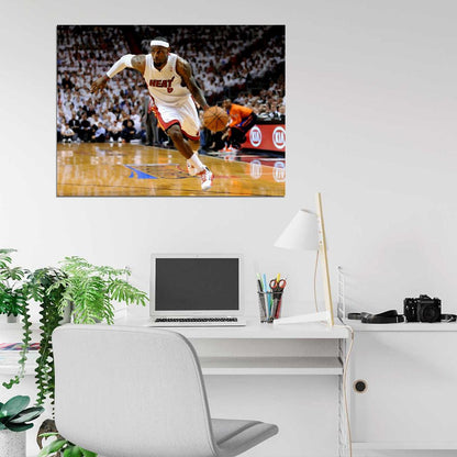 LeBron James Dribbling Basketball Sport Wall Art Print Poster