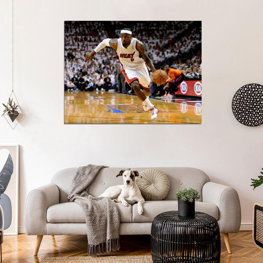 LeBron James Dribbling Basketball Sport Wall Art Print Poster