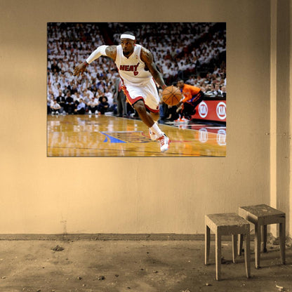 LeBron James Dribbling Basketball Sport Wall Art Print Poster