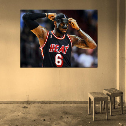 LeBron James King Black Mask Basketball Sport Wall Art Print Poster