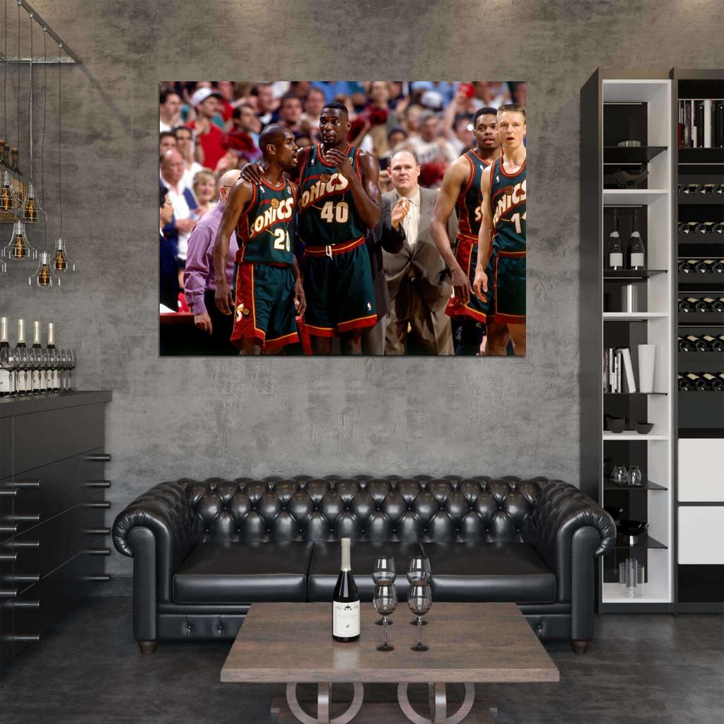 Shawn Kemp Gary Payton Detlef Schrempf Retro Basketball Sport Wall Art Print Poster