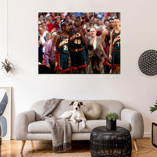 Shawn Kemp Gary Payton Detlef Schrempf Retro Basketball Sport Wall Art Print Poster
