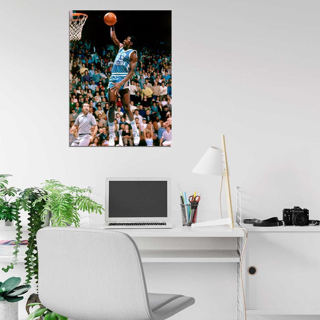 Michael Jordan North Carolina Jersey College Dunk Retro Basketball Sport Wall Art Print Poster