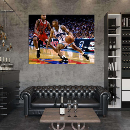 Muggsy Bogues Tyrone Retro Basketball Sport Wall Art Print Poster
