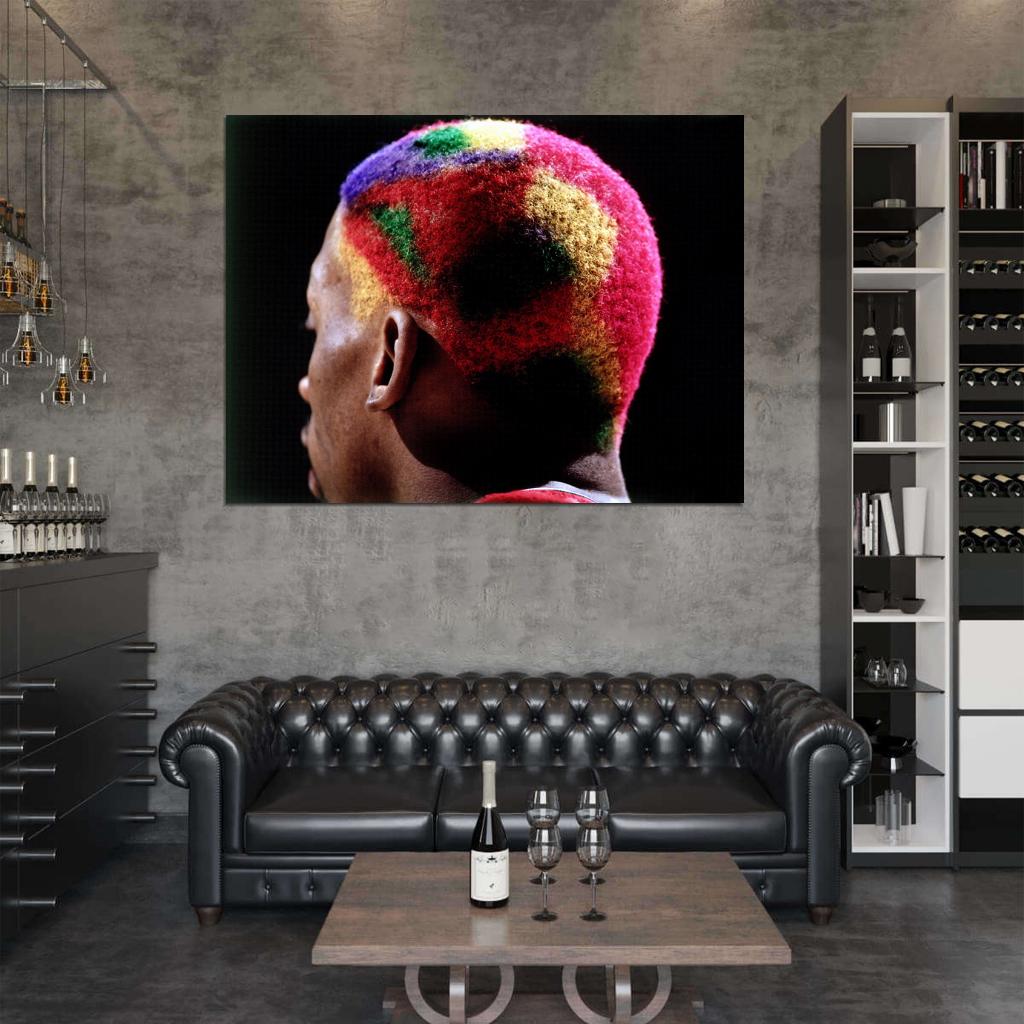 Dennis Rodman Hair Colors Retro Basketball Sport Wall Art Print Poster