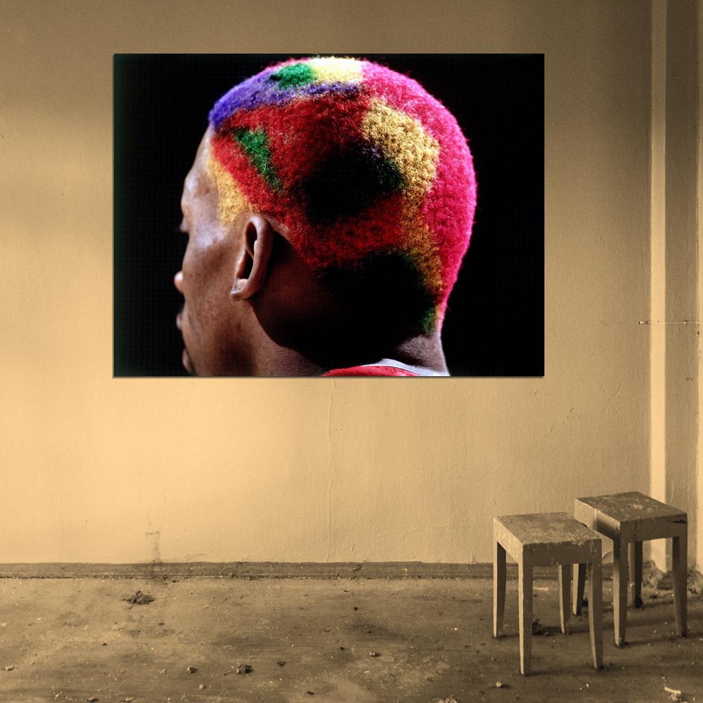 Dennis Rodman Hair Colors Retro Basketball Sport Wall Art Print Poster