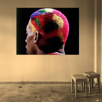 Dennis Rodman Hair Colors Retro Basketball Sport Wall Art Print Poster