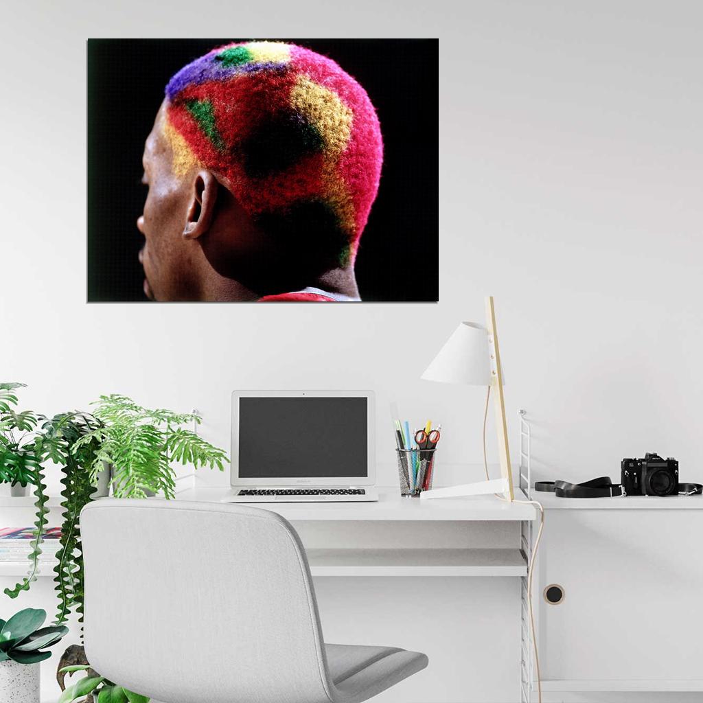 Dennis Rodman Hair Colors Retro Basketball Sport Wall Art Print Poster