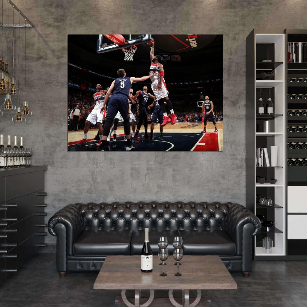 Nene Game-Winning Dunk vs Pelicans Washington Wizards Basketball Sport Wall Art Print Poster