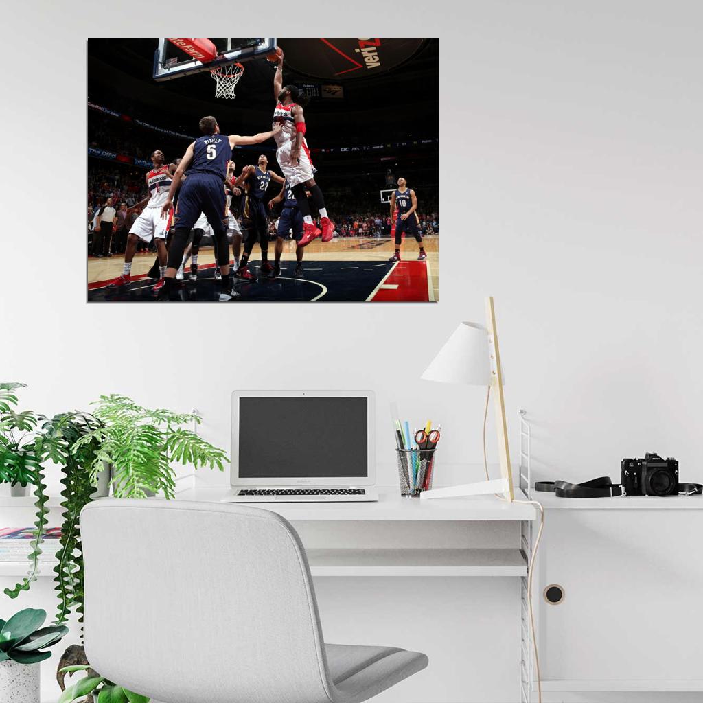 Nene Game-Winning Dunk vs Pelicans Washington Wizards Basketball Sport Wall Art Print Poster