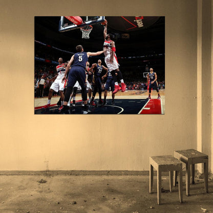 Nene Game-Winning Dunk vs Pelicans Washington Wizards Basketball Sport Wall Art Print Poster