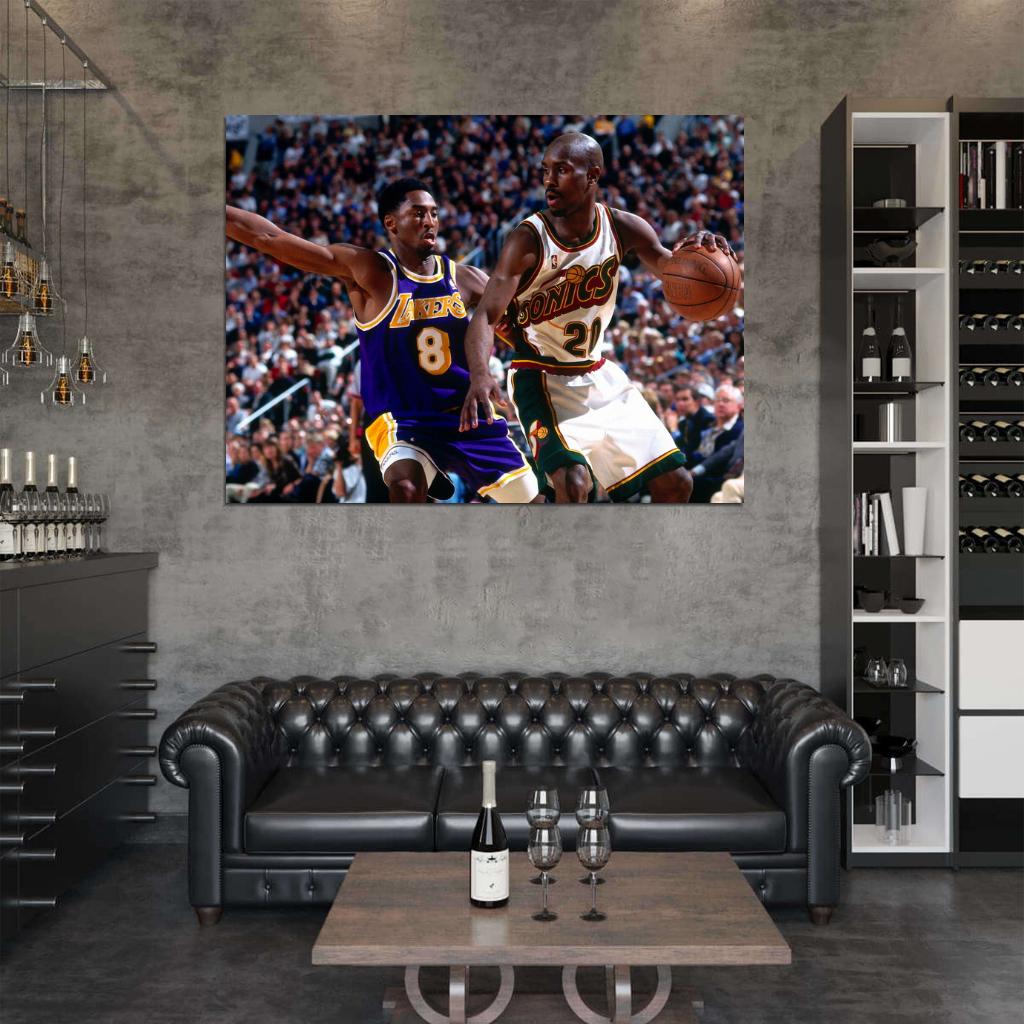 Gary Payton Retro Basketball Sport Wall Art Print Poster