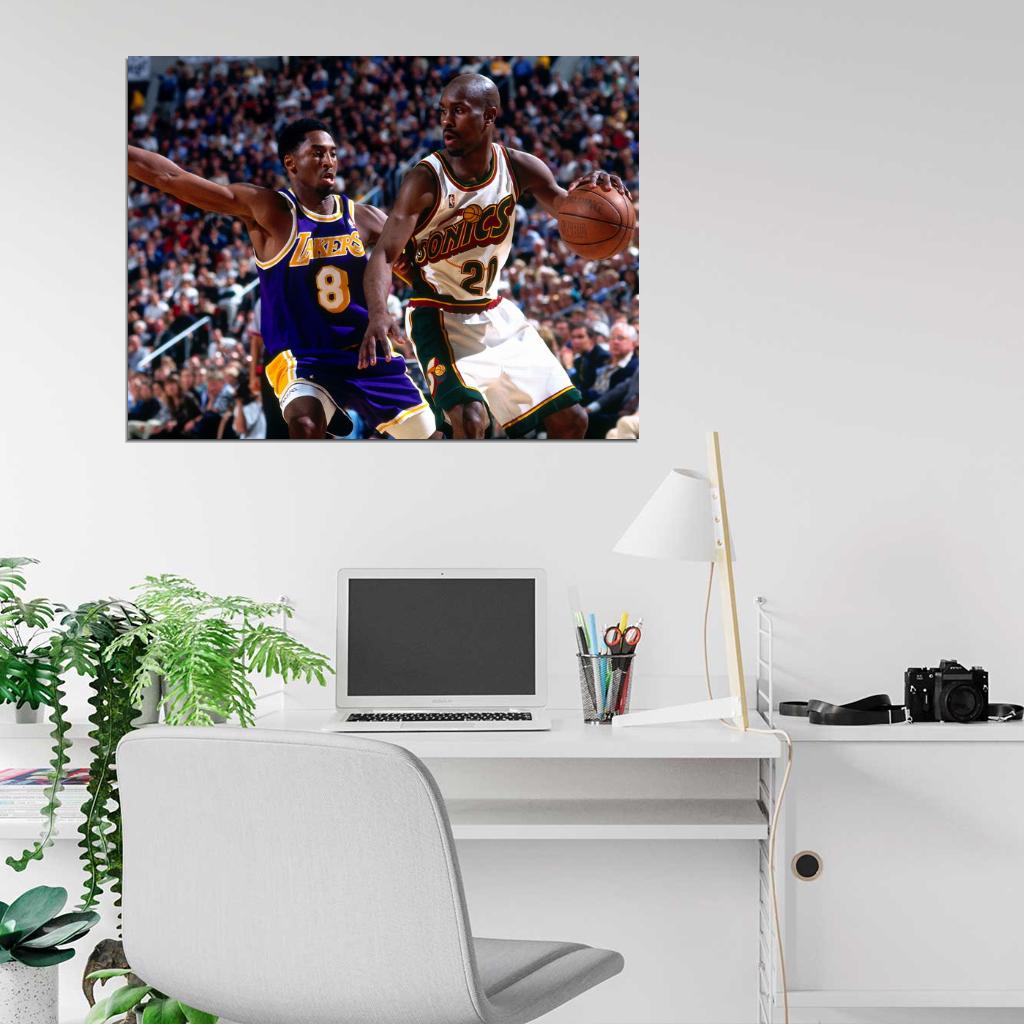 Gary Payton Retro Basketball Sport Wall Art Print Poster