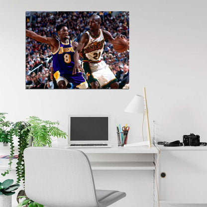 Gary Payton Retro Basketball Sport Wall Art Print Poster