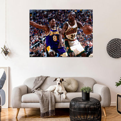 Gary Payton Retro Basketball Sport Wall Art Print Poster