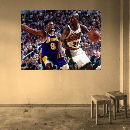 Gary Payton Retro Basketball Sport Wall Art Print Poster