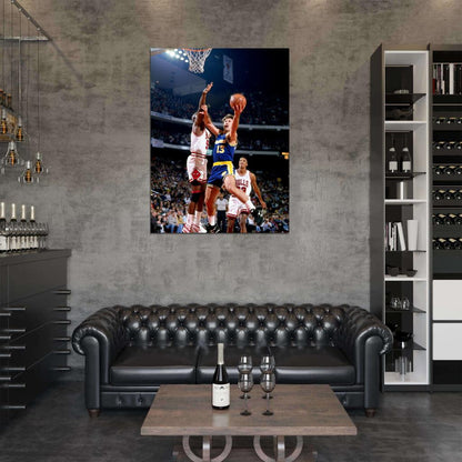 Sarunas Marciulionis Retro Basketball Sport Wall Art Print Poster