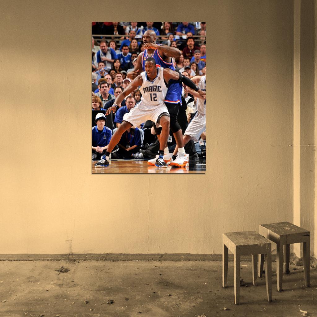 Dwight Howard vs Shaquille O'Neal Basketball Sport Wall Art Print Poster